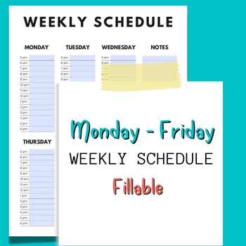 Monday to Friday Weekly Schedule Mon to Fri Schedule 5am to