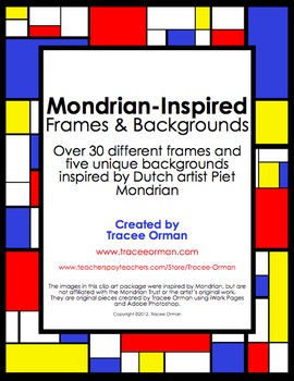 Preview of Mondrian-Inspired Frames, Borders, Backgrounds for Commercial Use
