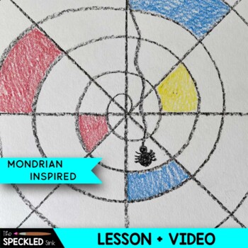 Preview of Mondrian Inspired Spider Webs. Art Lesson, Video and Presentation.