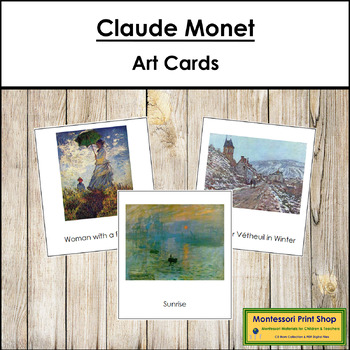 Preview of Claude Monet 3-Part Art Cards - Montessori