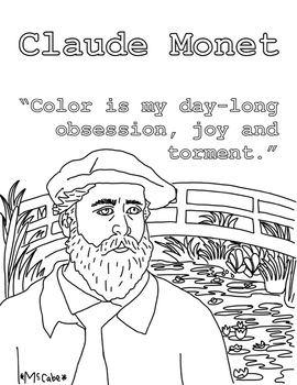 Preview of Monet, Matisse and Van Gogh Coloring Page Bundle