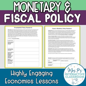 Preview of Monetary & Fiscal Policy Research-Based Economics Lesson! (Distance Learning!)