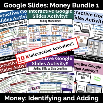 Preview of Money 1: Adding & Identifying Bundle *Google Slides Digital Money Math