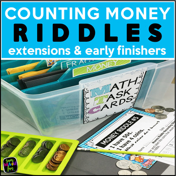Preview of Counting Money Task Cards: Problem Solving Using Money Riddles - Enrichment