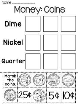 money worksheets coin identification activities by miss