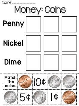 Preview of Money Worksheets Coin Identification Activities (Identifying Value of too!)