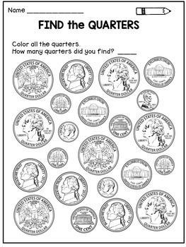 Preview of Money Worksheets for Kindergarten: Coin Identification