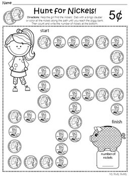 money worksheets kindergarten by my study buddy tpt