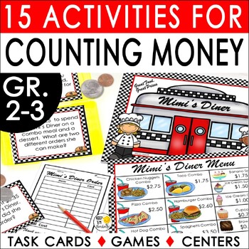 Preview of 2nd Grade Money & Coins Activities Games, Centers, Counting Money Word Problems