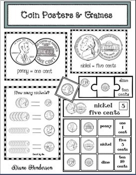Preview of Money Activities Realistic Coin Posters & Money Games