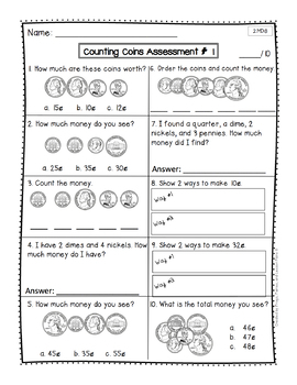 Money Activities and Assessments - 2nd Grade by Frogs Fairies and