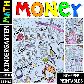 Preview of Money Activities, Printables and Worksheets for Kindergarten | Identifying Coins