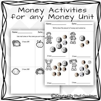 Money Activities for any Money Unit by CloudySkiesSunnyMoments Shuli