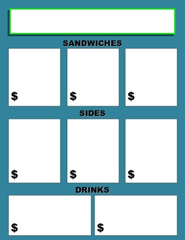 Preview of Money Activity ~ Create-Your-Own Menu