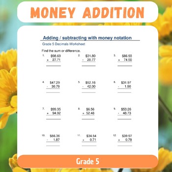 Preview of Money Addition and Subtraction Worksheets