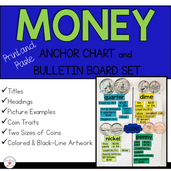 Preview of Money and Coins Anchor Chart and Bulletin Board Set
