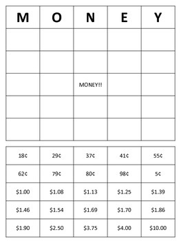 Money BINGO by All Elementary | Teachers Pay Teachers