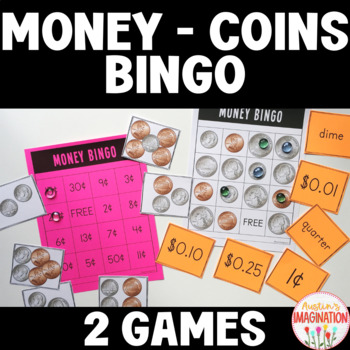 Preview of Money BINGO Coin ID Value & Coin Counting for Kindergarten 1st & 2nd Math Games