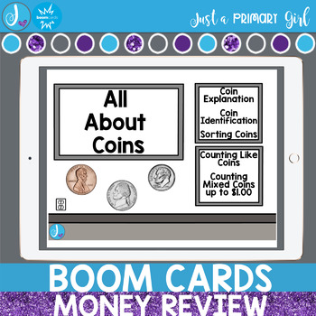 Preview of Money BOOM Cards™ Distance Learning| Seesaw| Google Slides| Task Cards|