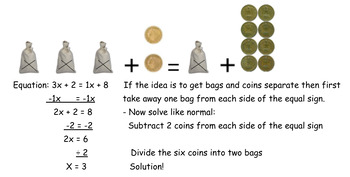 Preview of Money, Bags, and Equations Lesson 8 - Bags and Coins on Both Sides