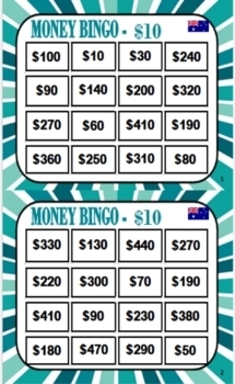 Preview of Money Bingo to nearest $10 Australia Edition