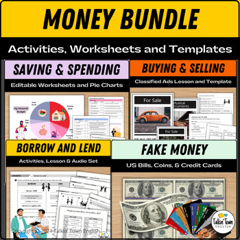 Preview of Money Bundle Speaking, Vocabulary, and Role Play about Money and Finances | ESL