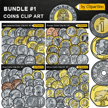 Preview of Money Clip Art Bundle commercial use/Coins around the world 