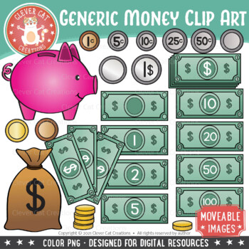 Preview of Money Clipart - Generic - Movable Images Clip Art [Digital Clipart]