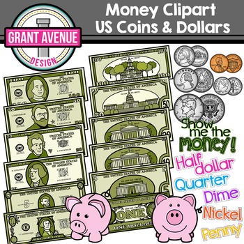 Preview of Money Clipart - US Coins & Dollars