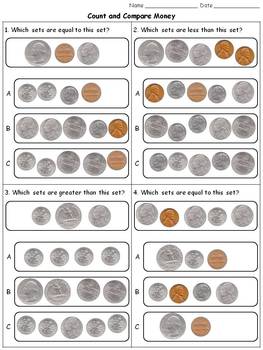 money count and compare coins quarters dimes nickels
