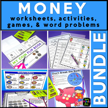 Preview of Counting Money -Games-Worksheets-Activities-Word Problems BUNDLED!