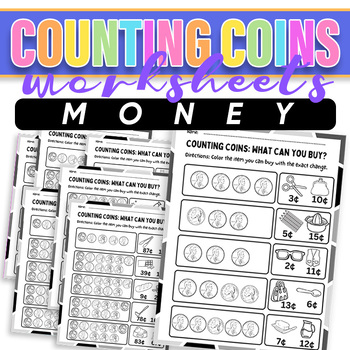 Preview of Money Counting Coins Worksheets | Identifying & Counting Coins | Coins