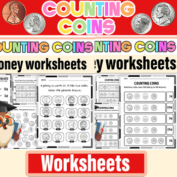 Preview of Money Counting Coins Worksheets | Identifying & Counting Coins | Coins Bundle