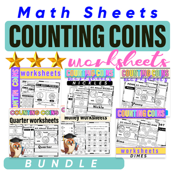Preview of Money Counting Coins Worksheets | Identifying & Counting Coins | Coins Bundle