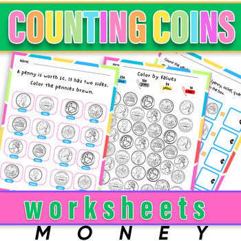 Preview of Money Counting Coins Worksheets | Identifying & Counting Coins |Coins Morning