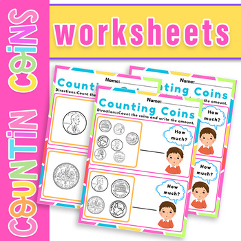 Preview of Money Counting Coins Worksheets | Identifying & Counting Coins |Coins Morning
