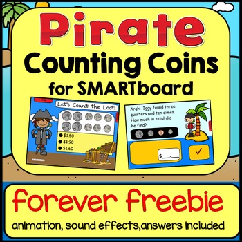 Preview of Money:  Counting Coins for SMARTboard (Pirate Theme) FREEBIE