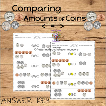 Preview of Money Counting Coins  greater than less than equal to 