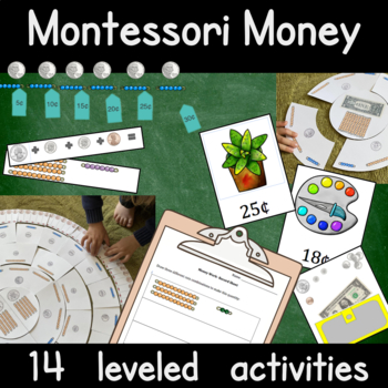 Preview of Money Wheel- Coin Math with Montessori Bead Bars: Pennies to Half Dollars