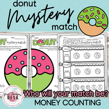 Preview of Money Counting Donut Mystery Match Math Game