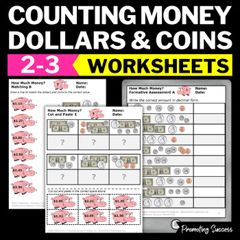 counting money worksheets 2nd grade dollars and cents by