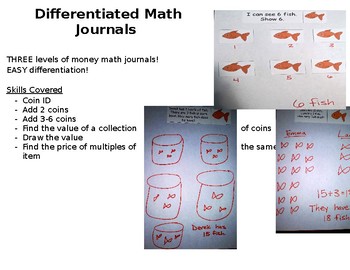 Preview of Money - DIFFERENTIATED Math Journal Prompts