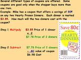 Buying Food  - Discounts with Multiple Coupons (worksheet 