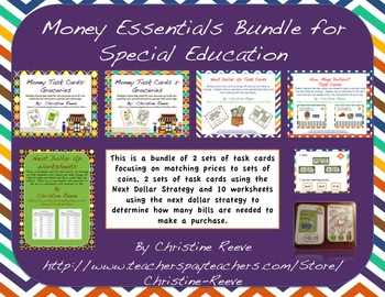Preview of Money Essentials Bundle for Special Education [Task Cards, Worksheets]