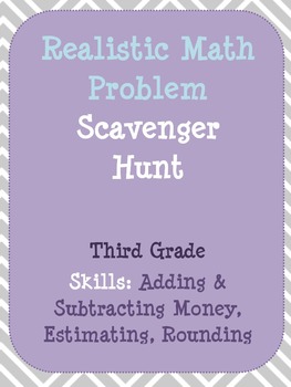 Preview of Money, Estimation & Rounding Third Grade Math Scavenger Hunt