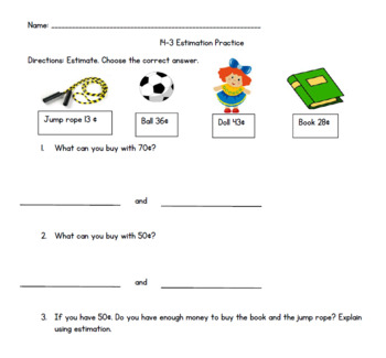 Money Estimation Worksheet by Ms Goldblatts Class | TpT