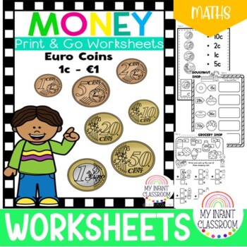 Preview of Money Euro Coins 1c - €1 Worksheets