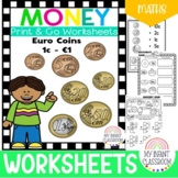 Money Euro Coins 1c - €1 Worksheets