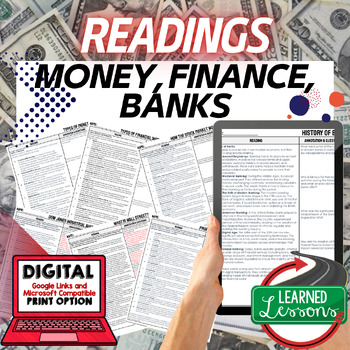 Preview of Money, Finance, Banking DBQ Reading Comprehension Passages & Questions