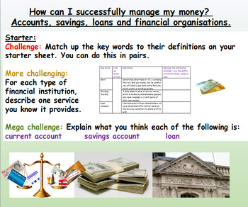 Preview of Money: Finances - Presentation and Worksheets